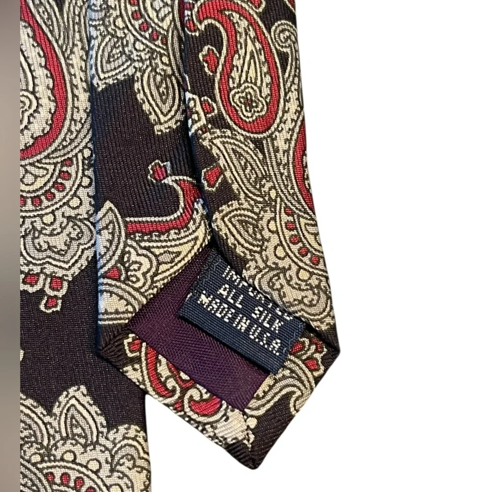 🖤❤️Christopher Hayes Paisley Patterned Tie - Black & Red. Pure Silk. Made in USA